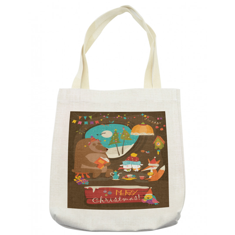 Merry Xmas Tea Party Animals Tote Bag