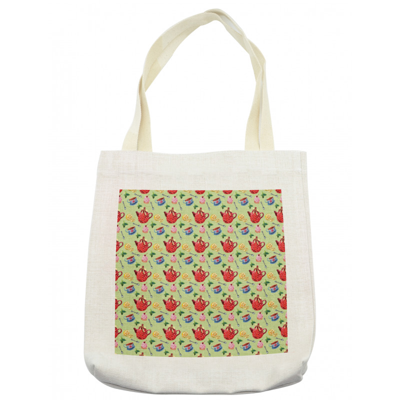 Teapots with Polka Dots Lemons Tote Bag