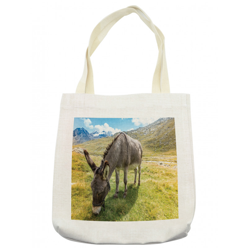 Donkey Eating Grass Mountain Tote Bag