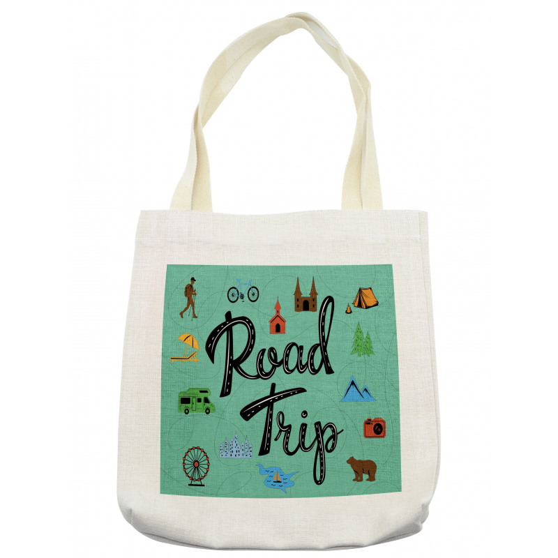 Road Trip Calligraphy with Map Tote Bag