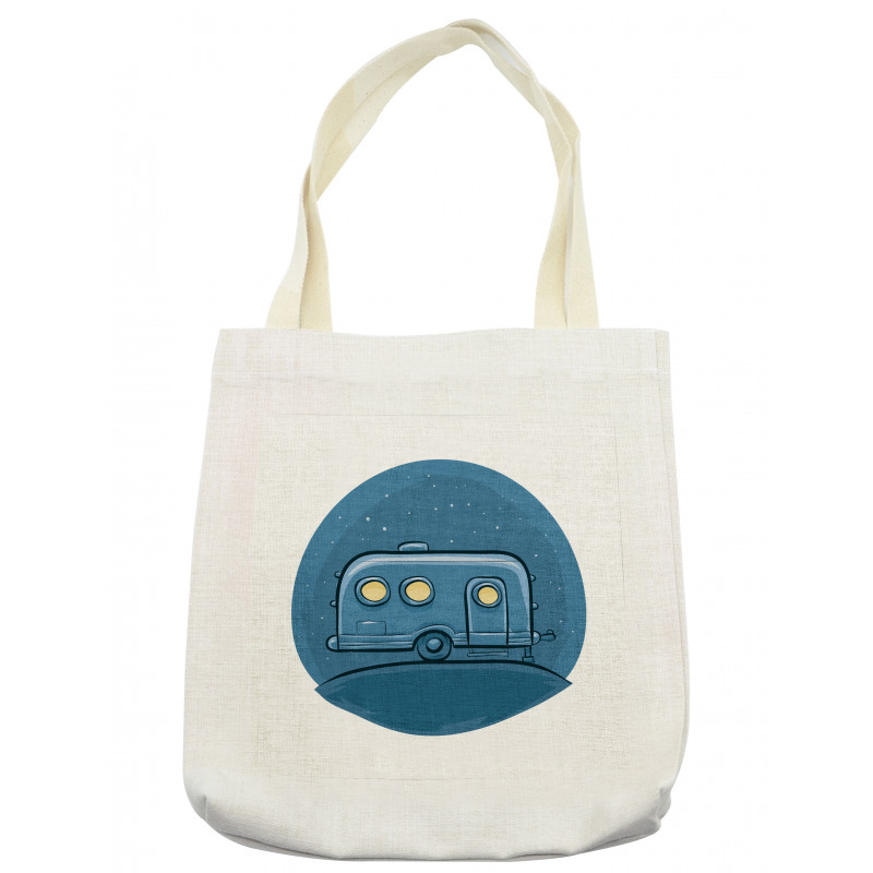 Cartoon Trailer at Night Stars Tote Bag