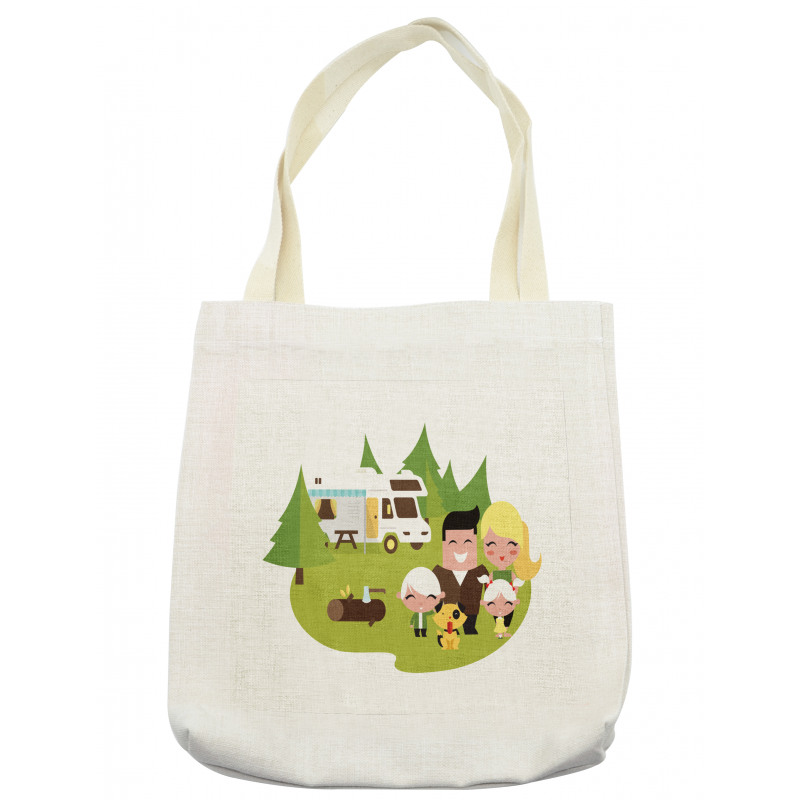 Happy Camper Family in Woods Tote Bag