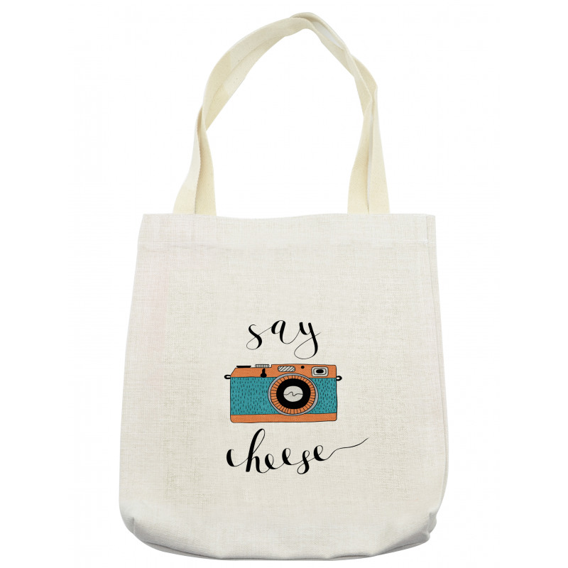 Say Cheese Lettering Photo Tote Bag