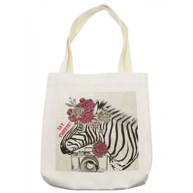 Zebra Head Say Cheese Words Tote Bag