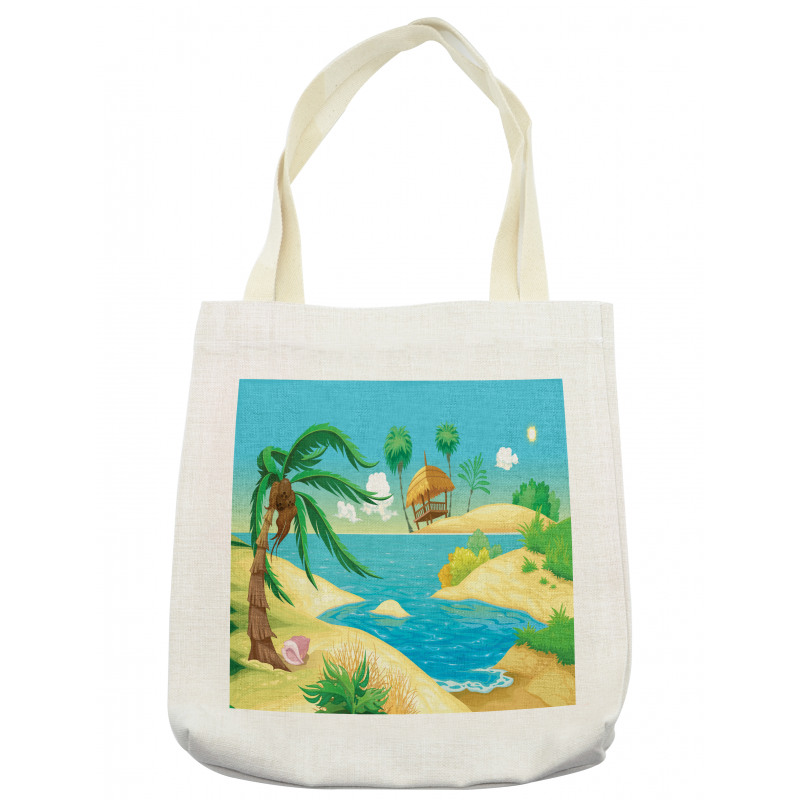 Beach View Cartoon Design Tote Bag