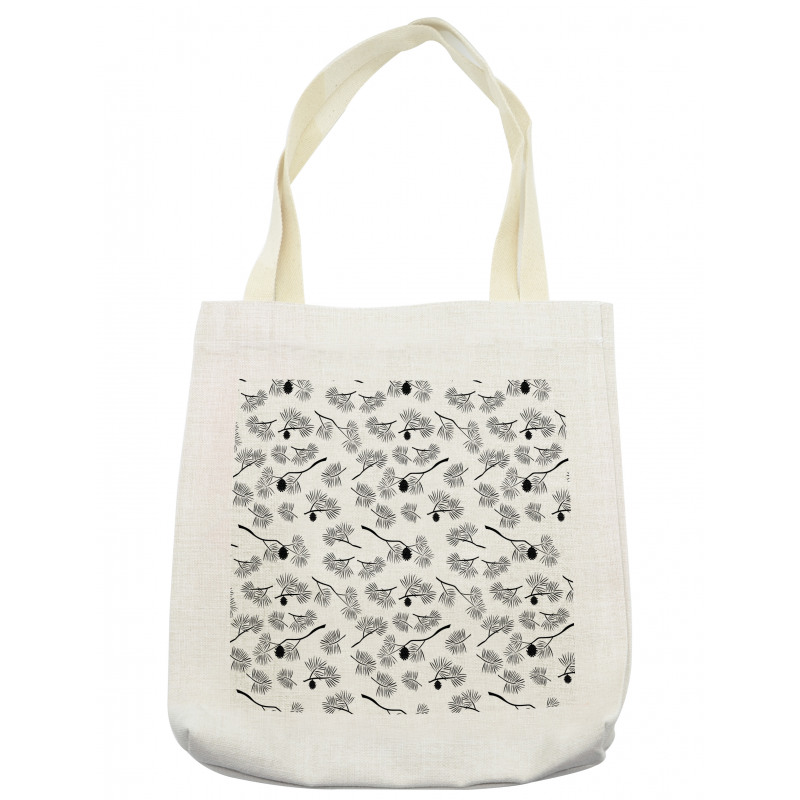 Monochrome Fir Leaves Tote Bag