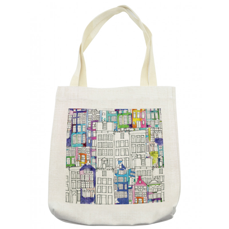 Watercolor Sketch Houses Tote Bag