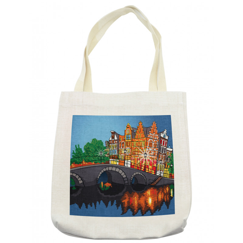 Night City Canal Bridge Tote Bag