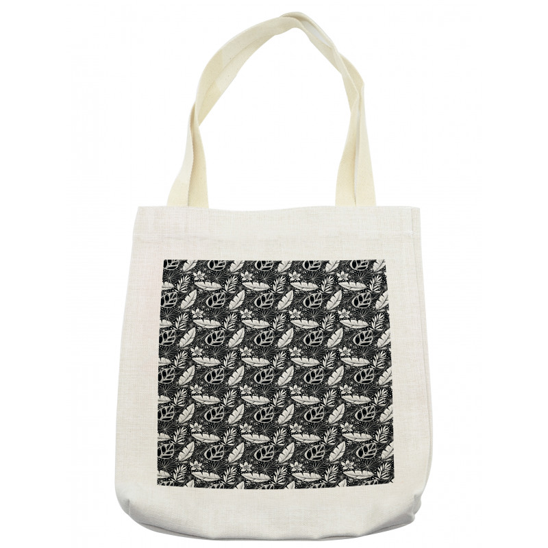 Monochrome Flowers and Dots Tote Bag