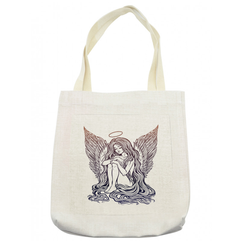 Long Hair Girl and Halo Tote Bag