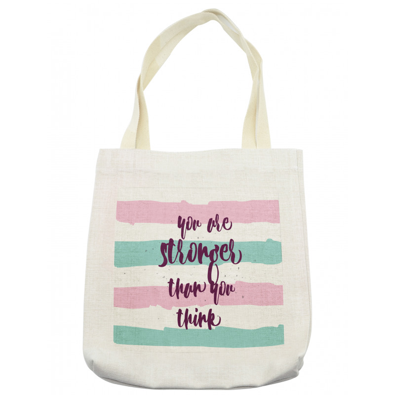 Watercolor Stripes Typography Tote Bag