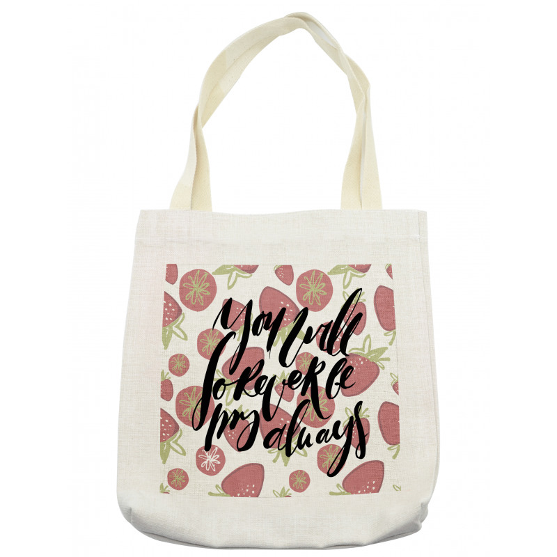 Strawberries Romantic Words Tote Bag