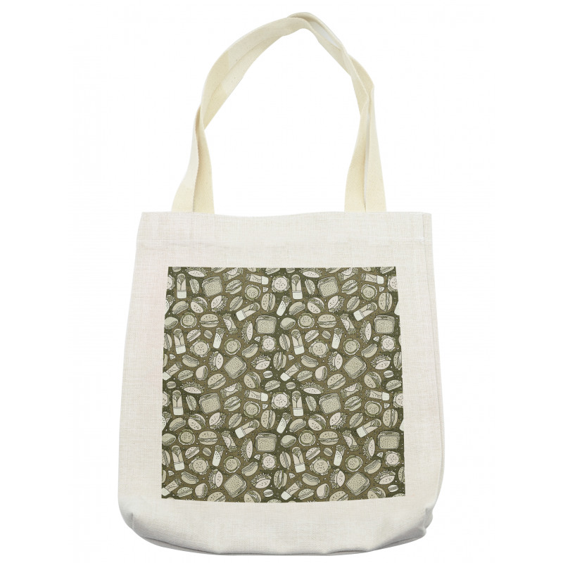 Hand-drawn Food Pattern Tote Bag