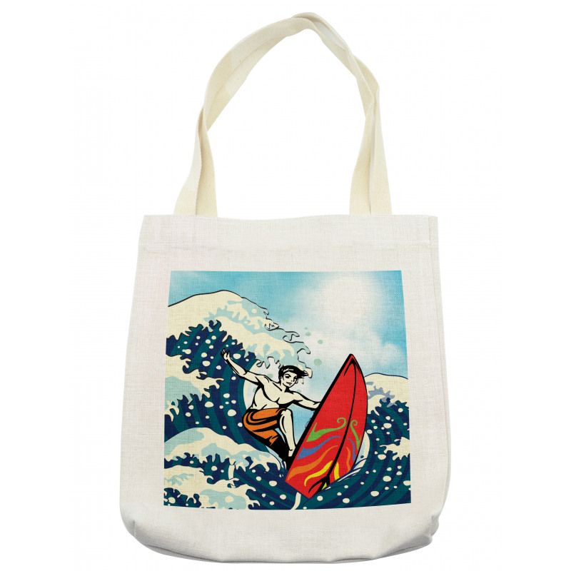 Summer Cartoon Surfing Boy Tote Bag