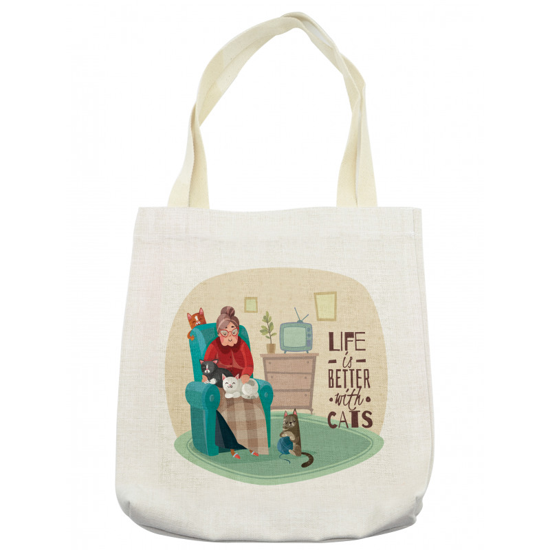 Lady in Armchair and Kitten Tote Bag