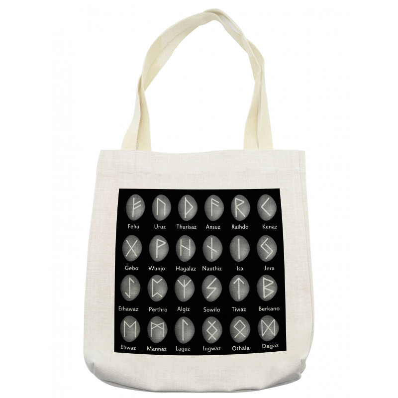 Shaded Effect Runic Alphabet Tote Bag