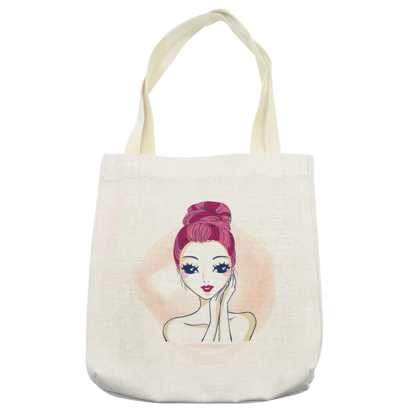 Pink Updo Bun Hairstyle Tote Bag