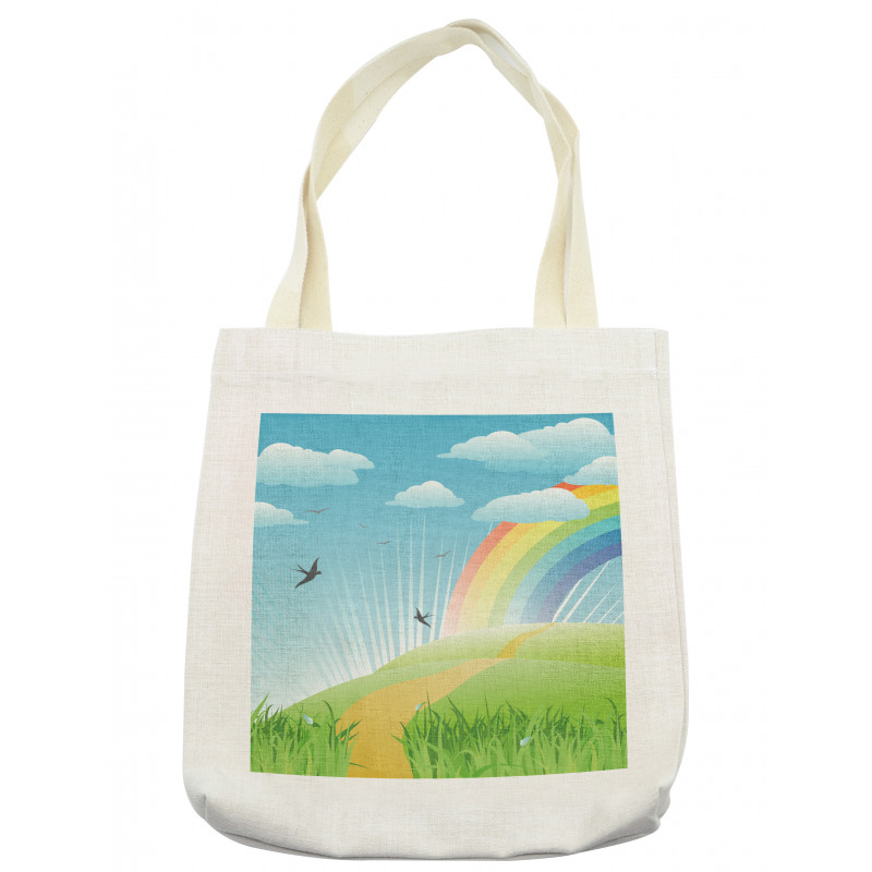 Birds and Rainbow Stripes Tote Bag