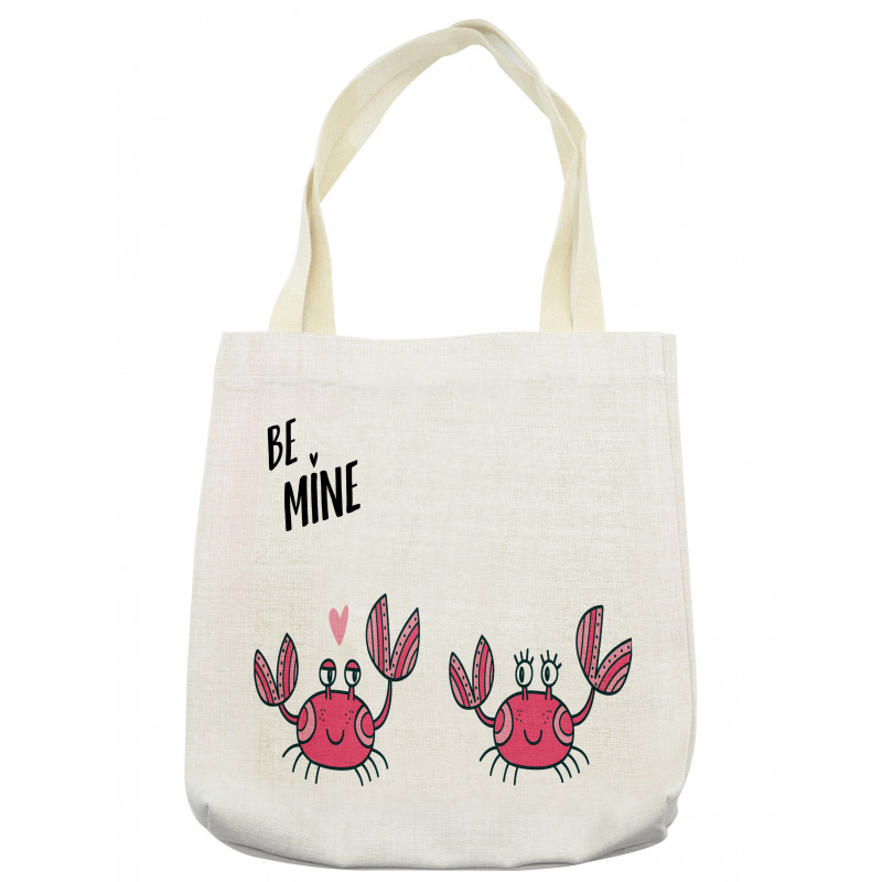 Funky Crab Couple and Heart Tote Bag