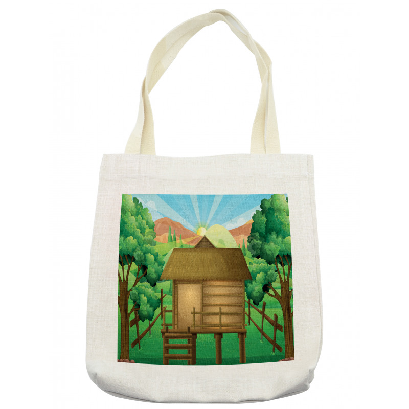 Wooden Hut Shelter and Sun Tote Bag