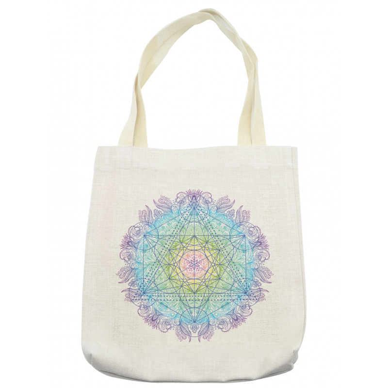 Metatron Cube on a Mandala Tote Bag