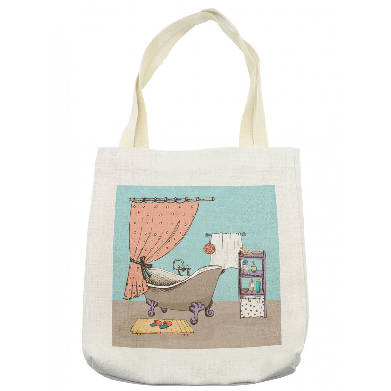 Bathroom Tub Illustration Tote Bag