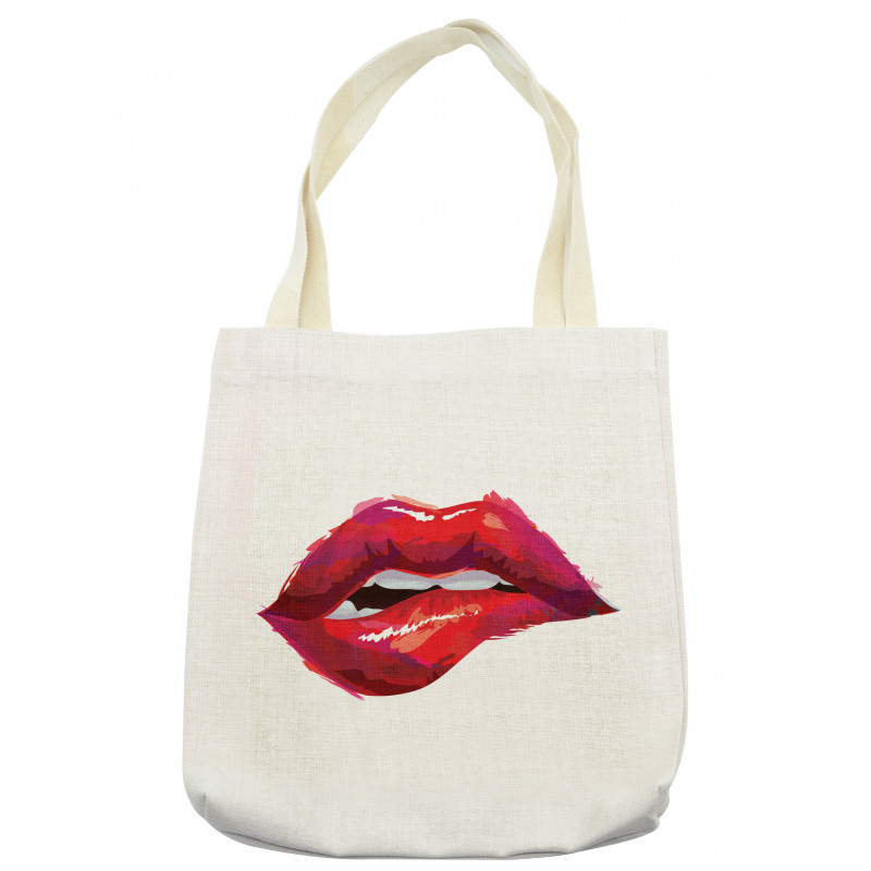 Woman Biting Lips Tote Bag