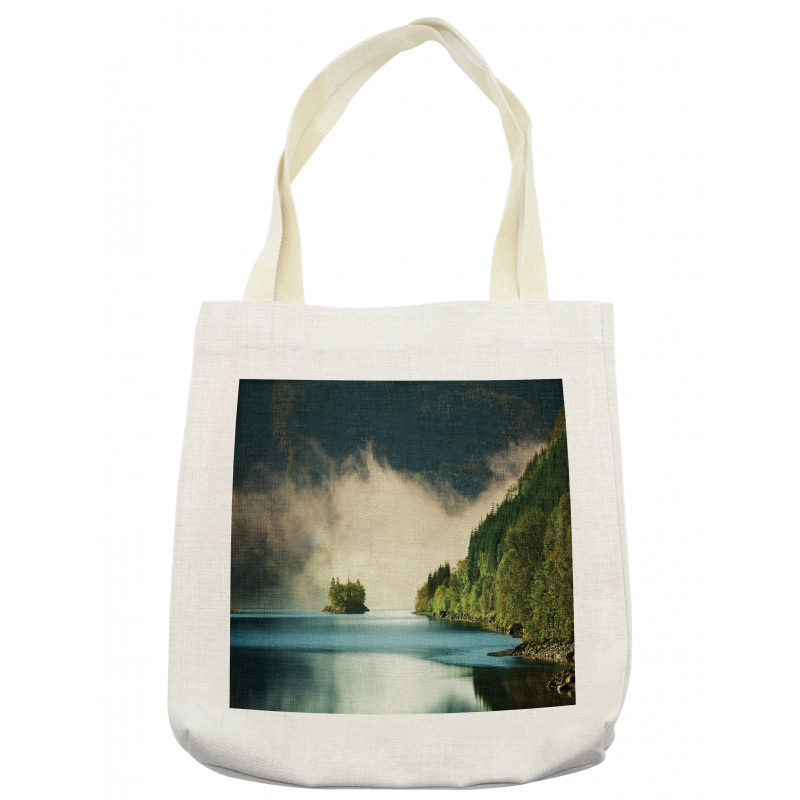 Foggy Mountain Reflection View Tote Bag