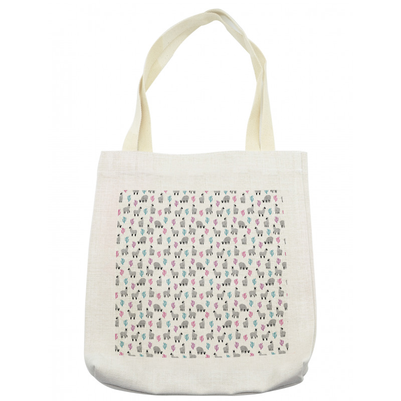 Llamas and Colorful Cacti Tote Bag