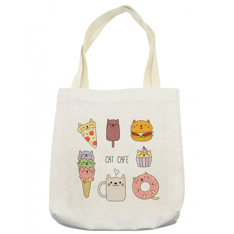 Cats Cafe Food Shapes Tote Bag