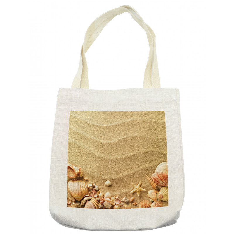 Various Seashells on Sand Tote Bag