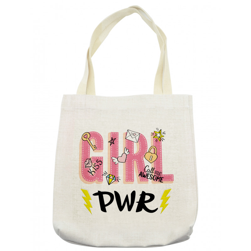 Girl Power with Hearts Tote Bag
