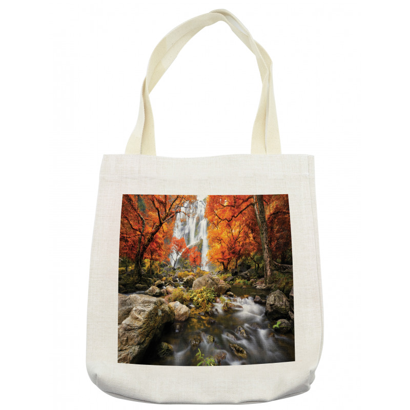 Autumn River Stream on Rocks Tote Bag