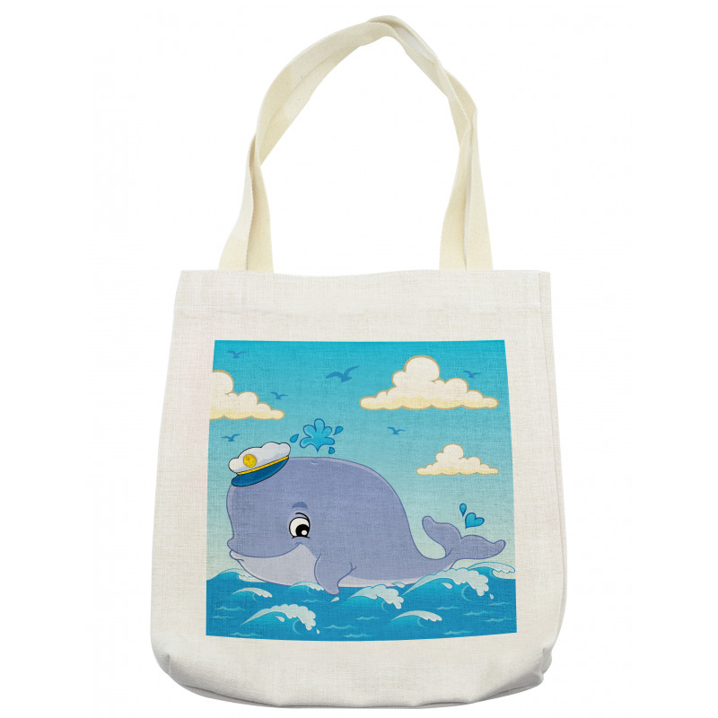 Nursery Theme Captain Whale Tote Bag