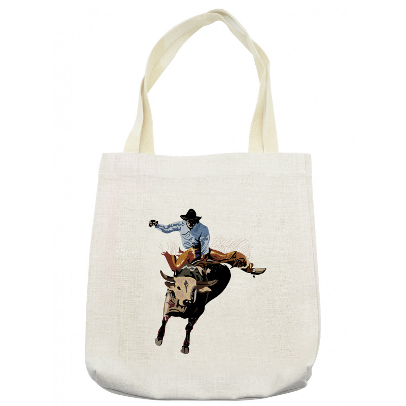 Cowboy Bucking Bull Western Tote Bag