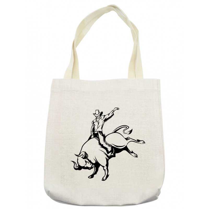 Cowboy Riding a Wild Bull Tote Bag