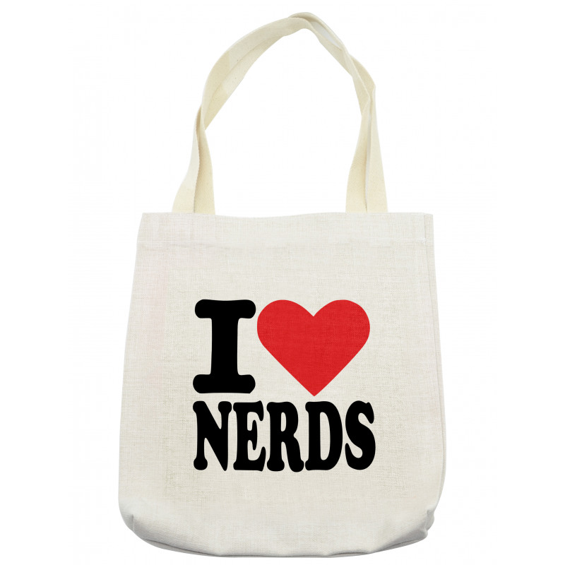 I Love Nerds Words with Heart Tote Bag