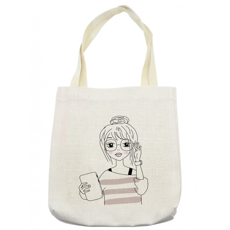 Sketchy Hipster Girl Tablet Tote Bag