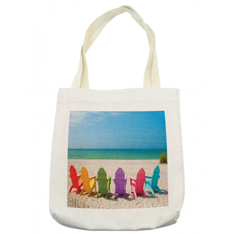 Colorful Wooden Deckchairs Tote Bag