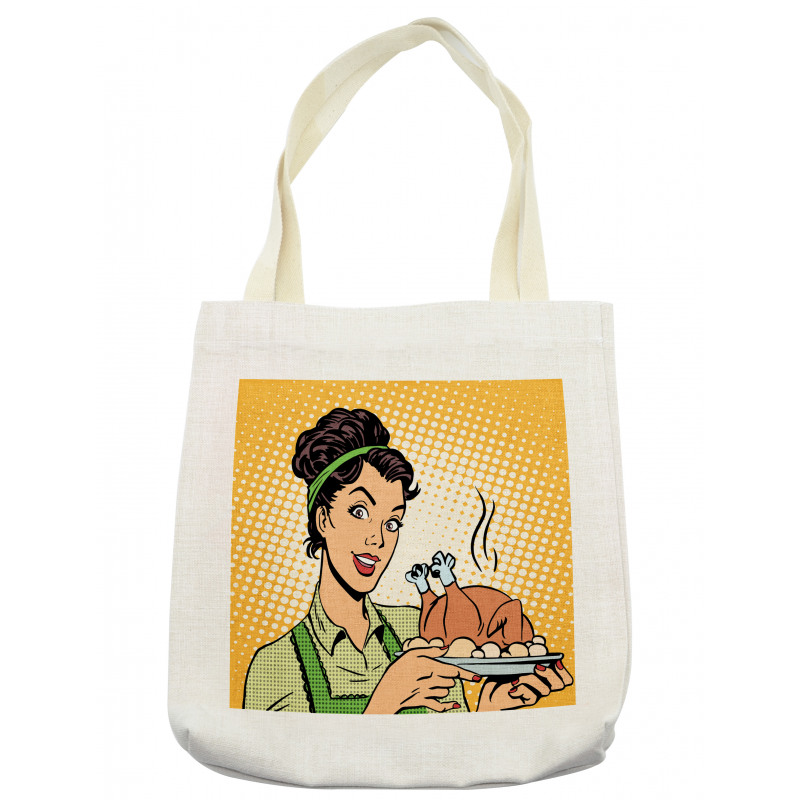 Woman with Cooked Chicken Tote Bag