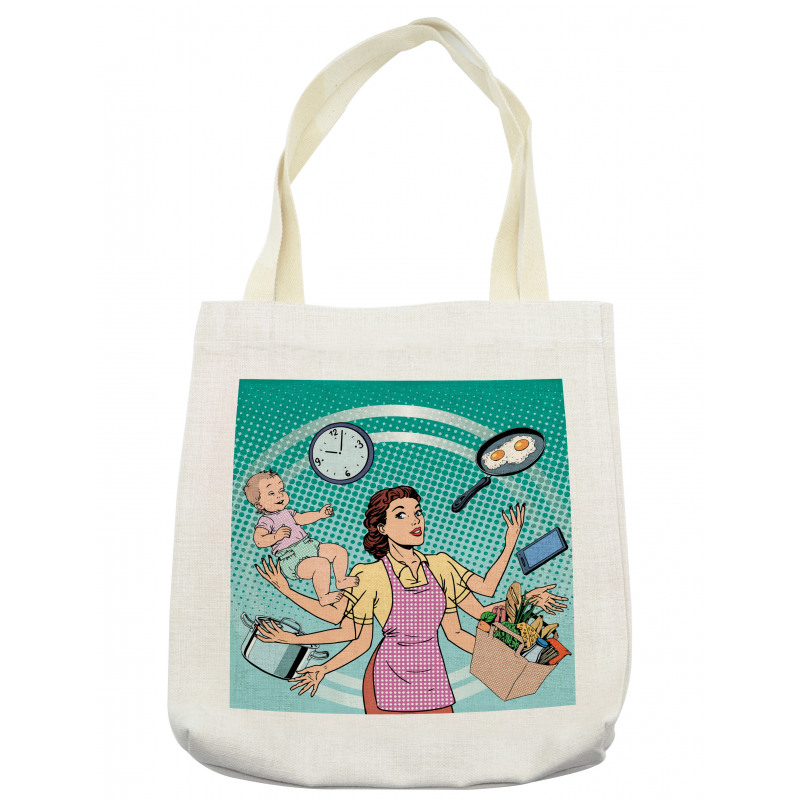 Pop Art Busy Woman Housework Tote Bag