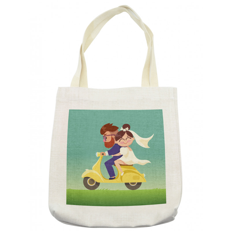 Happy Newlyweds on a Scooter Tote Bag