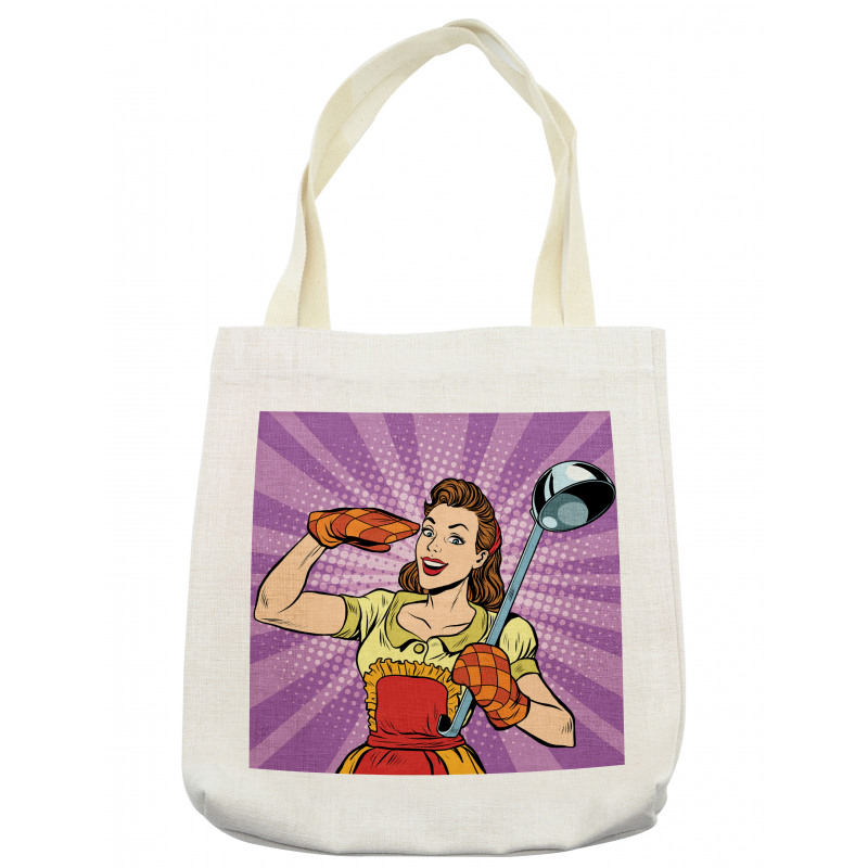 Retro Housewife Cooking Dinner Tote Bag