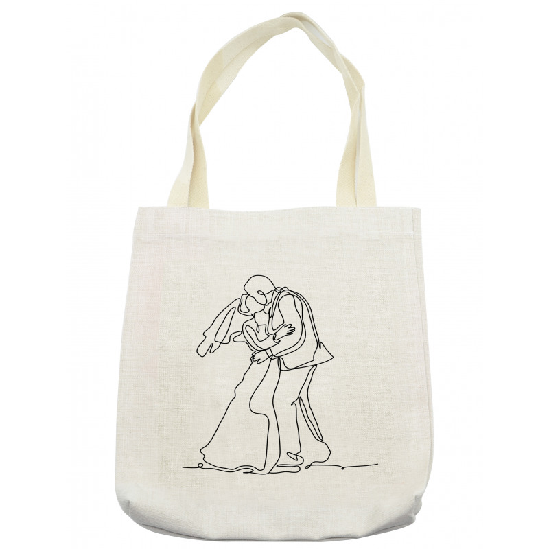 Kissing Romantic Couple Sketch Tote Bag