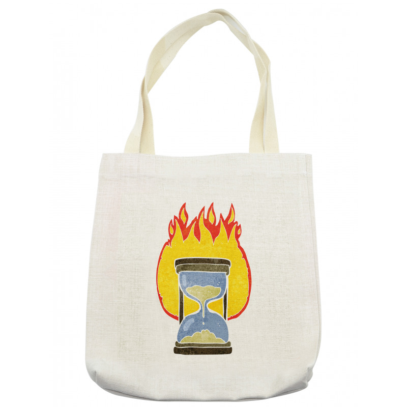 Retro Hourglass on Fire Tote Bag