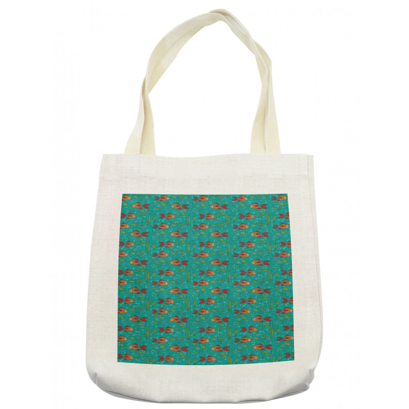 Hand-drawn Fishes Plants Tote Bag