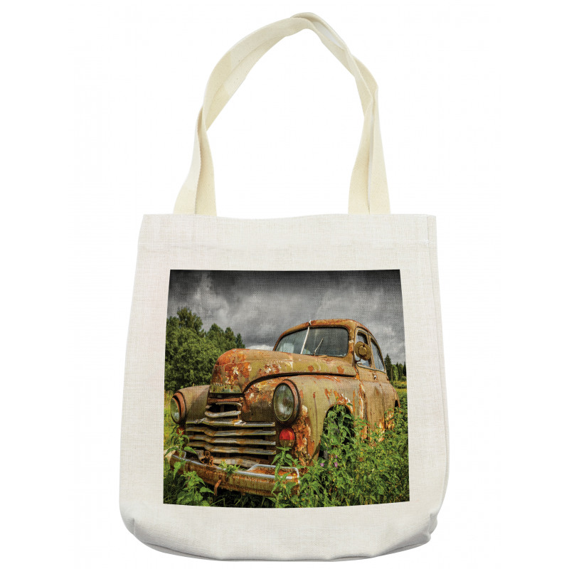 Discarded Rusty Junk Car Tote Bag