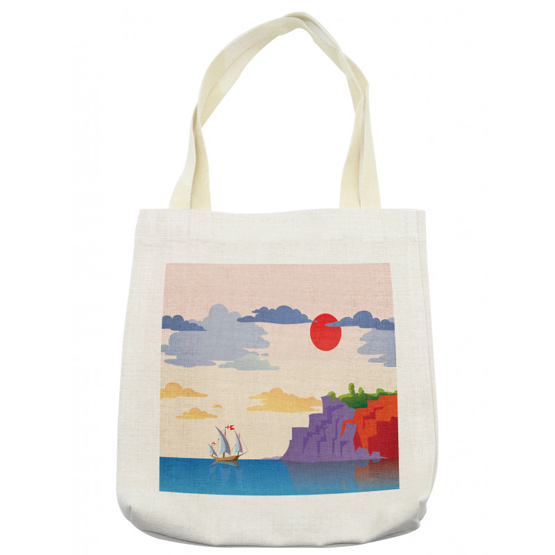 Coastal Landscape Ship Tote Bag