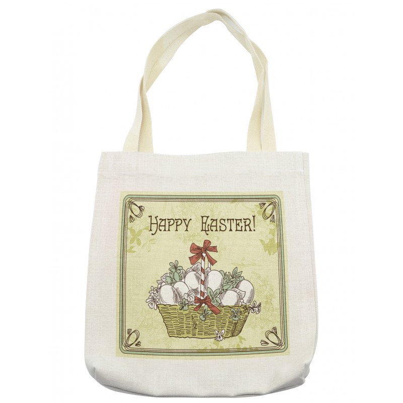 Vintage Ribbon Basket Eggs Tote Bag