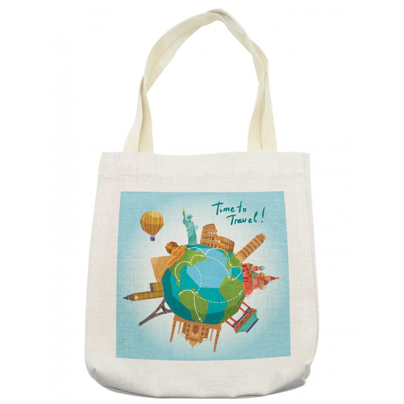 World Landmarks Around Globe Tote Bag